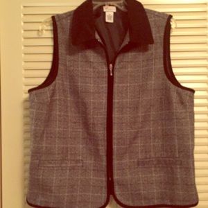 ✴️Kim Rogers 14P Gray Tweed Full Zip Vest Blk trim